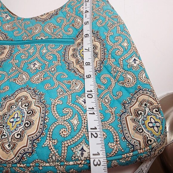 Vera Bradley Quilted Shoulder Bag – Blue & Tan Paisley Print - Picture 12 of 14